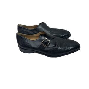 Soulier Dress Shoes Mens 9.5B Black Italian Leather Buckle Classic Office